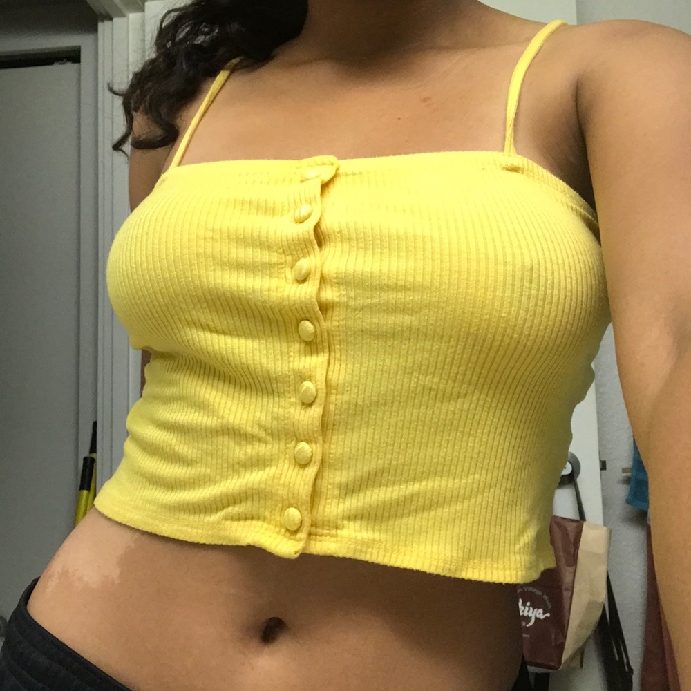 Button Front Yellow Cropped Cami